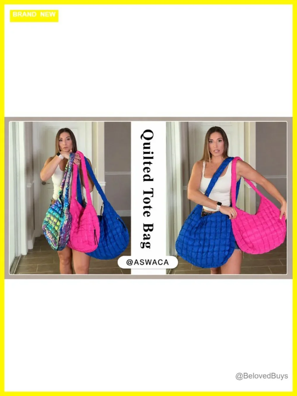Quilted Puffer Tote Bag Nylon Crossbody Hobo Large Shoulder Bag